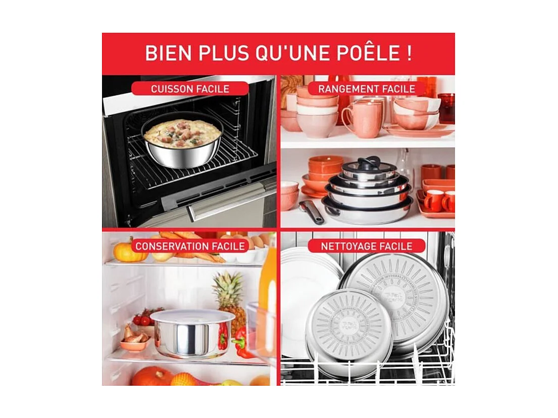TEFAL L8982904 INGENIO PREFERENCE Casserole 18 cm, inox, poignée vendue séparément, tous feux dont induction