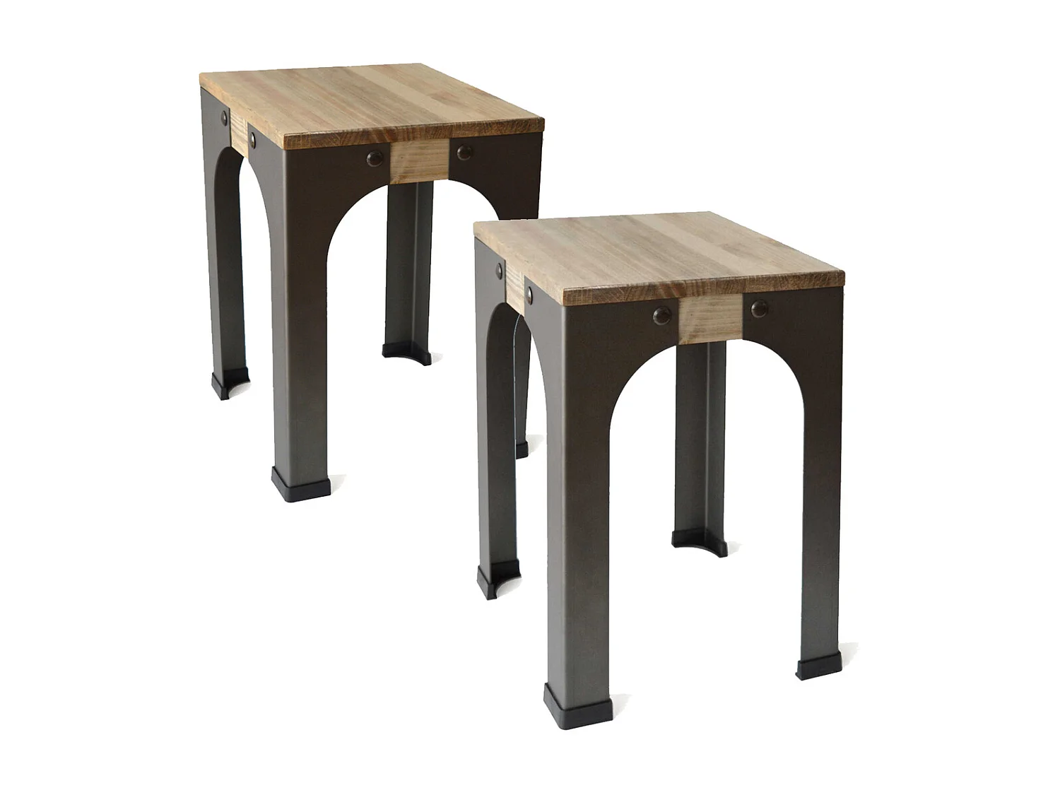 Pack de 2 taburetes Bristol Altos 32x32x46cm en madera maciza de pino acabado vintage estilo industrial