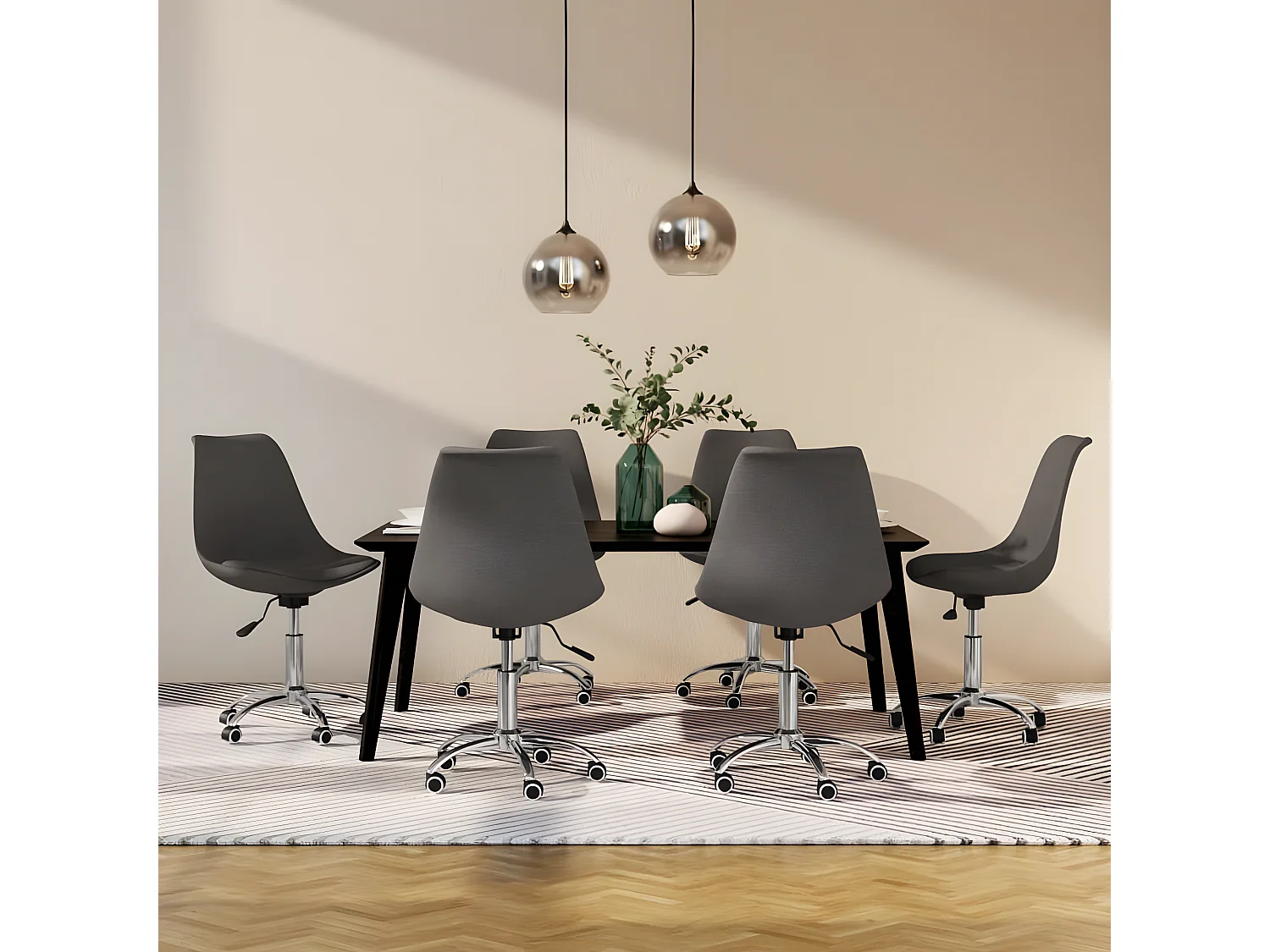 Draaibare eetkamerstoelen set van 6 Donkergrijze stof