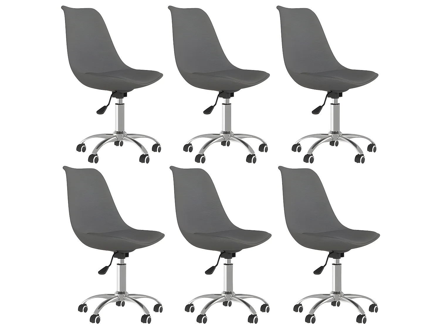 Draaibare eetkamerstoelen set van 6 Donkergrijze stof