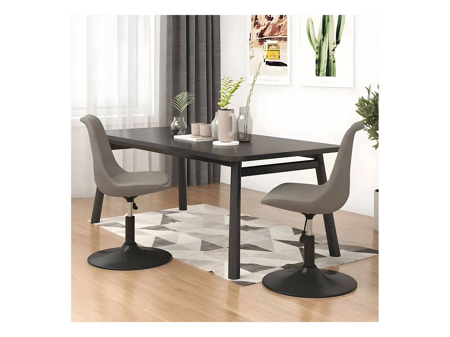 Chaises pivotantes à manger lot de 2 Gris clair Velours