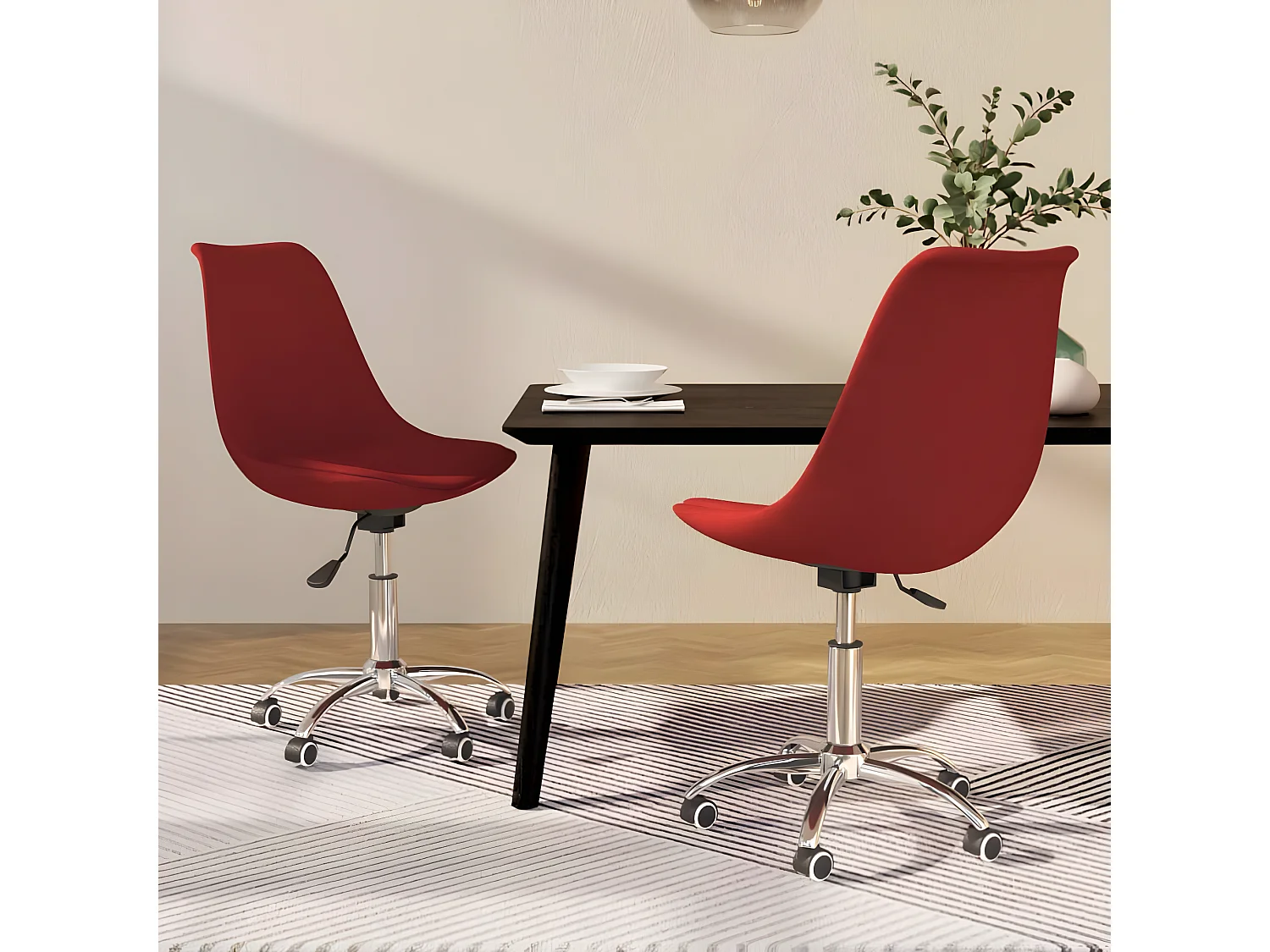 Draaibare eetkamerstoelen set van 2 bordeauxrode stof