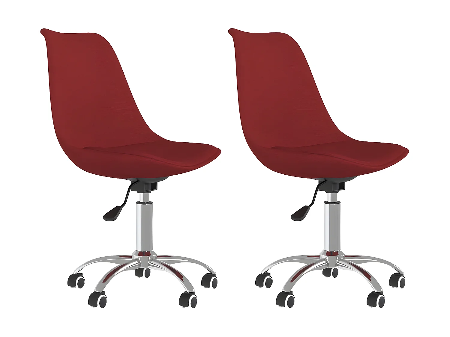 Draaibare eetkamerstoelen set van 2 bordeauxrode stof