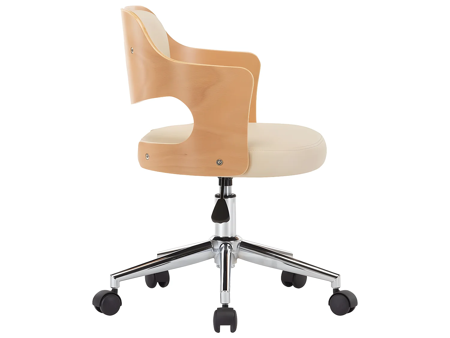 Draaibare eetkamerstoelen set van 2 gebogen hout en kunstleer