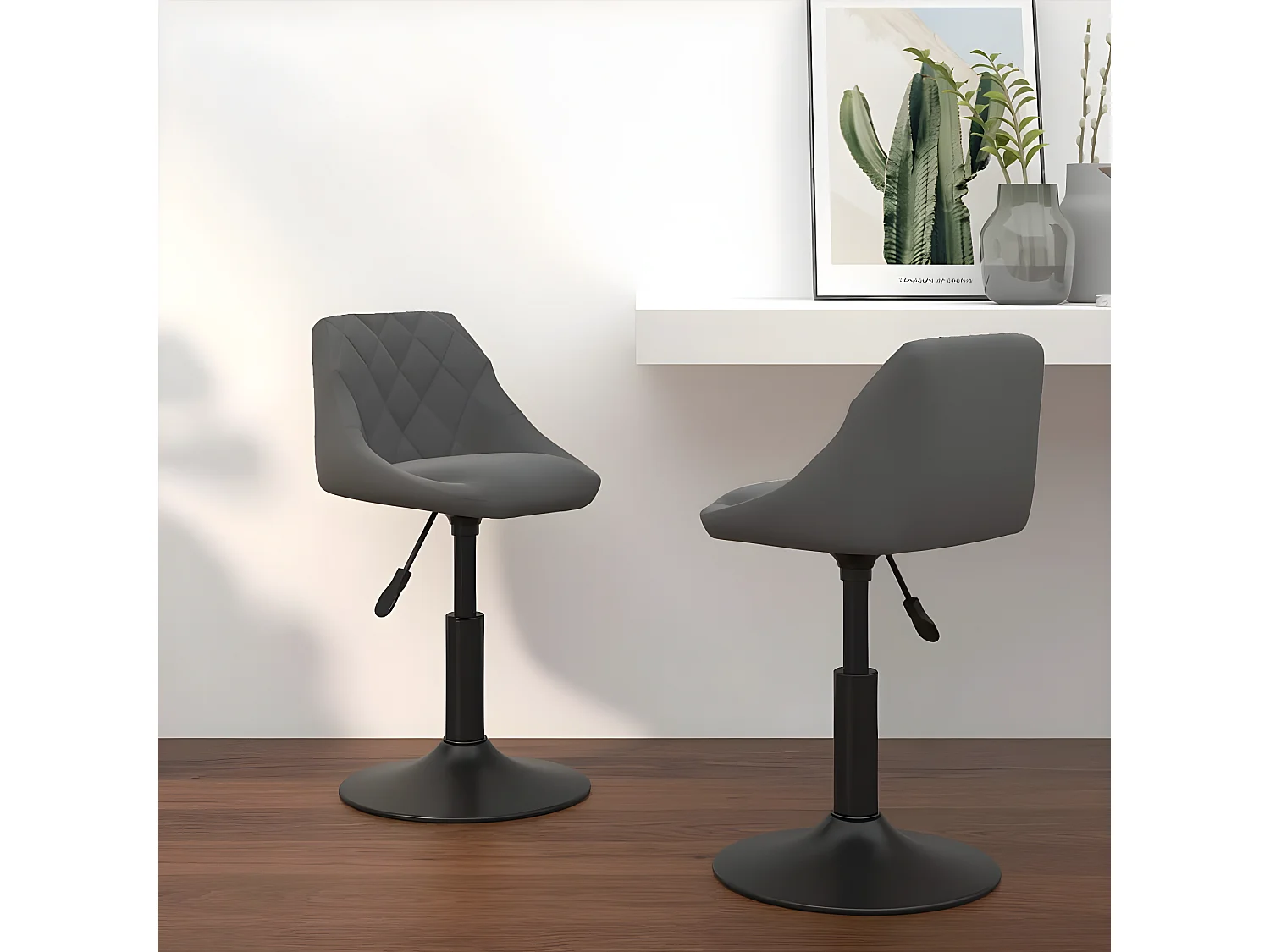 Chaises pivotantes à d?ner 2 pcs Gris foncé Velours