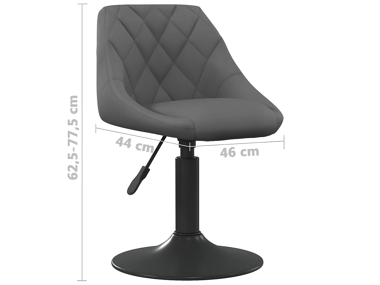 Chaises pivotantes à d?ner 2 pcs Gris foncé Velours