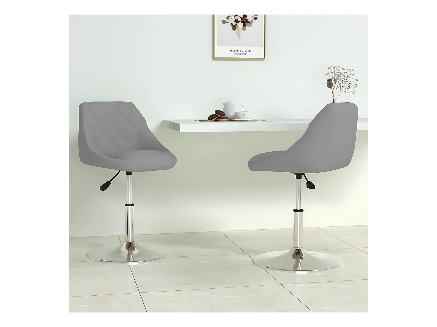 Chaises pivotantes à manger lot de 2 Gris clair Velours