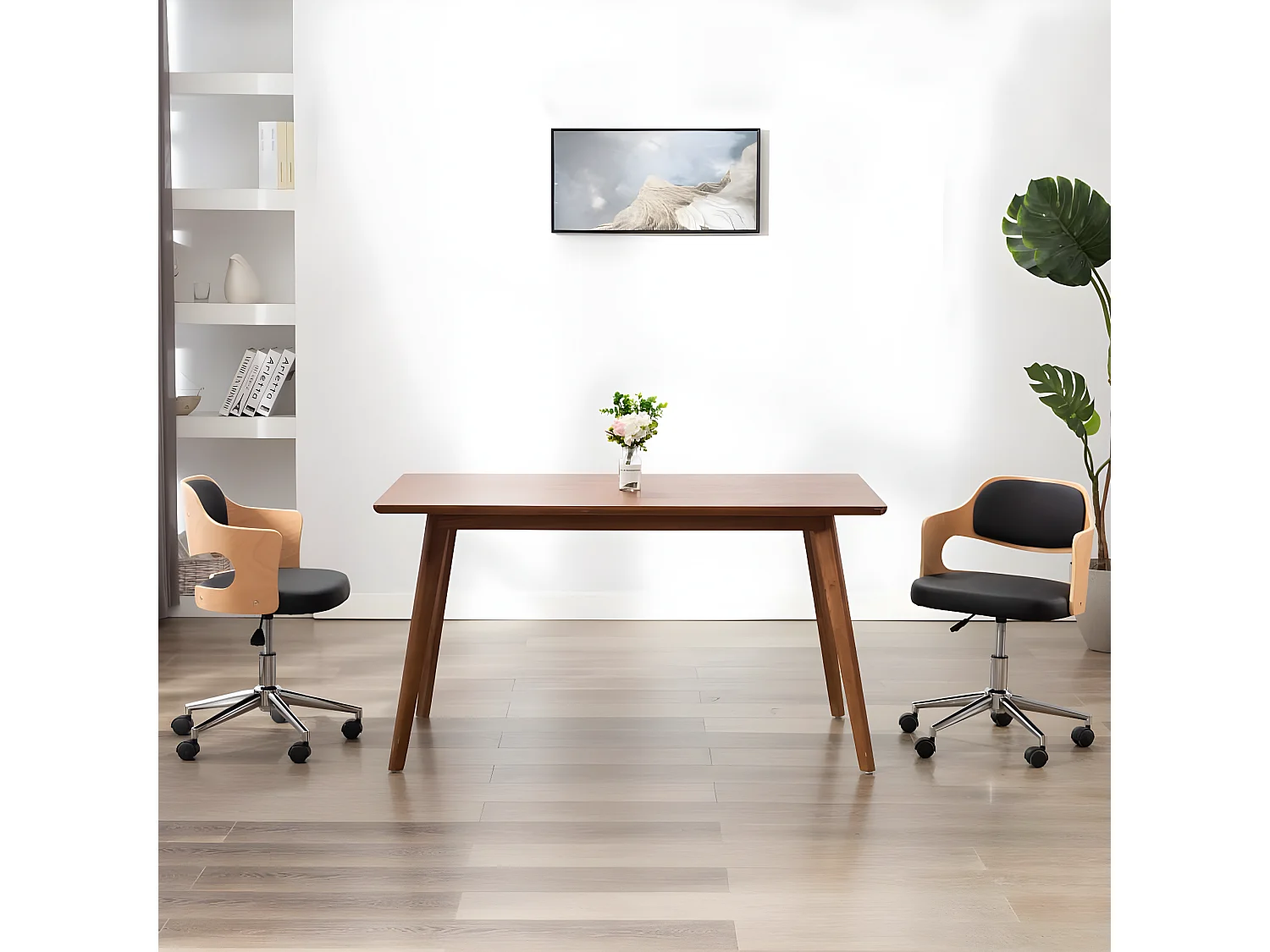 Chaises pivotantes à manger lot de 2 bois courbé et similicuir