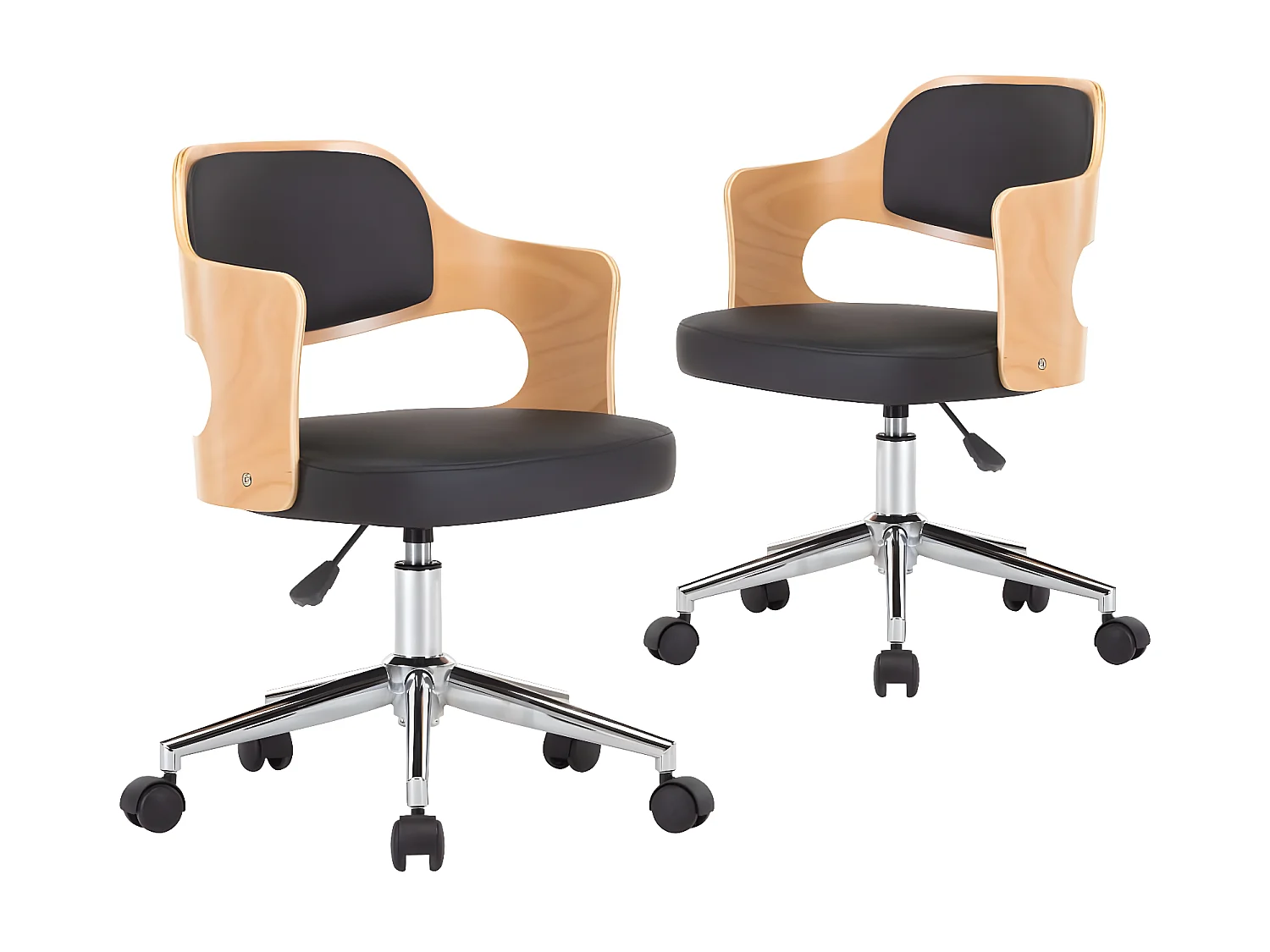 Chaises pivotantes à manger lot de 2 bois courbé et similicuir