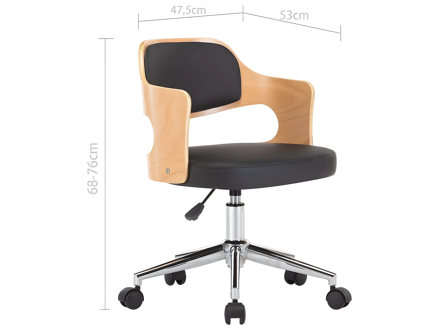 Chaises pivotantes à manger lot de 2 bois courbé et similicuir