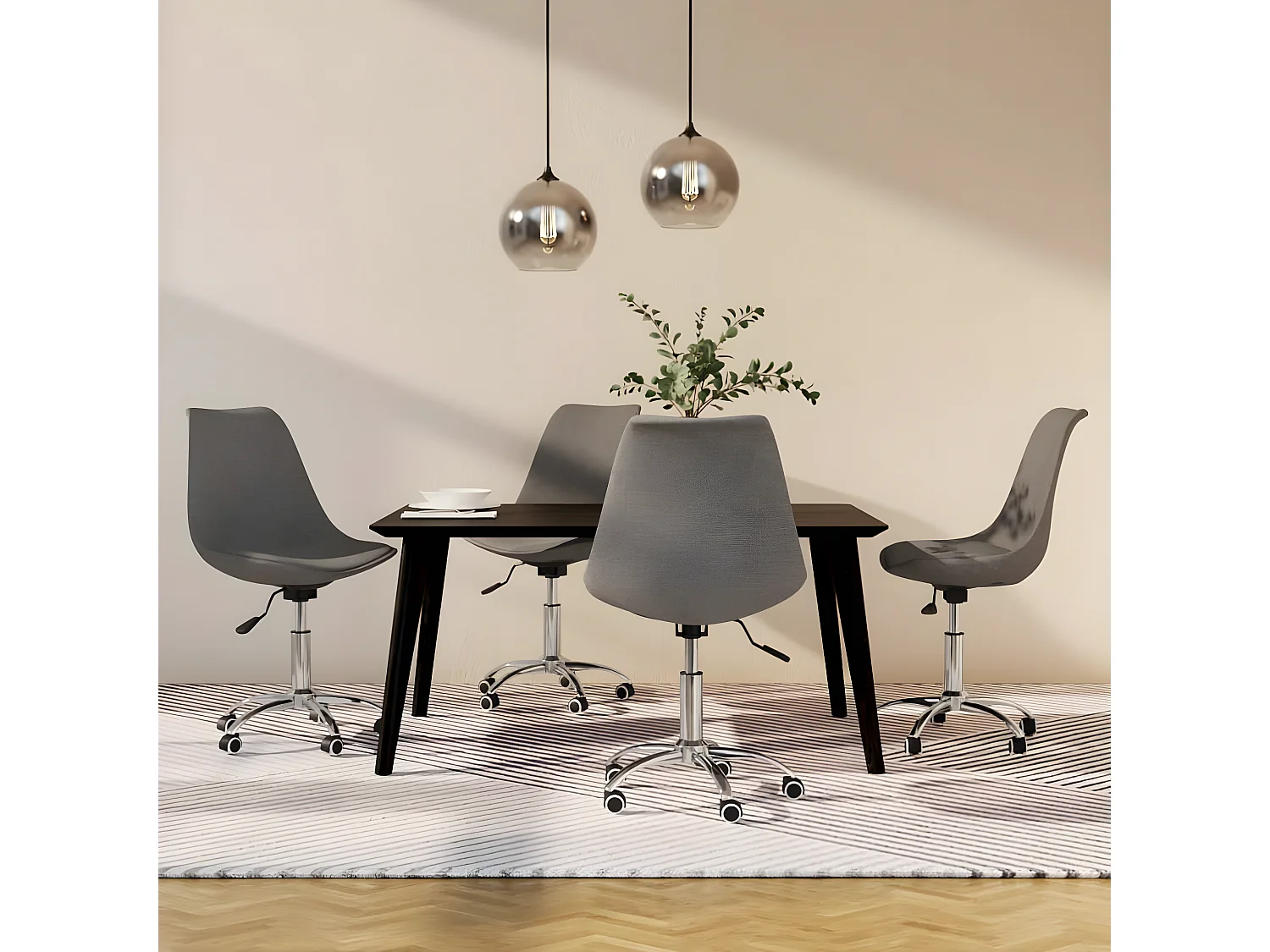 Draaibare eetkamerstoelen set van 4 Lichtgrijze stof