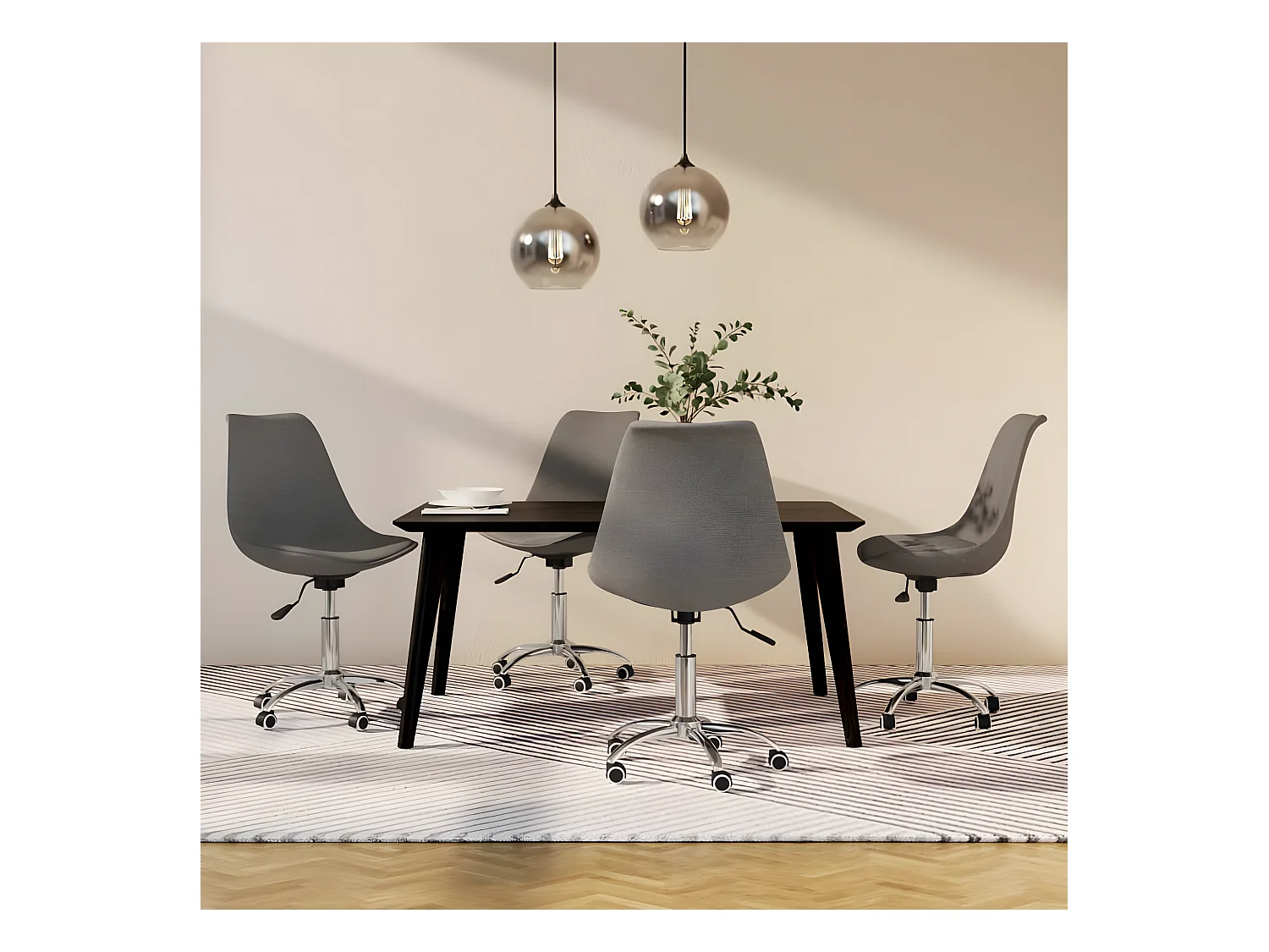 Draaibare eetkamerstoelen set van 4 Lichtgrijze stof