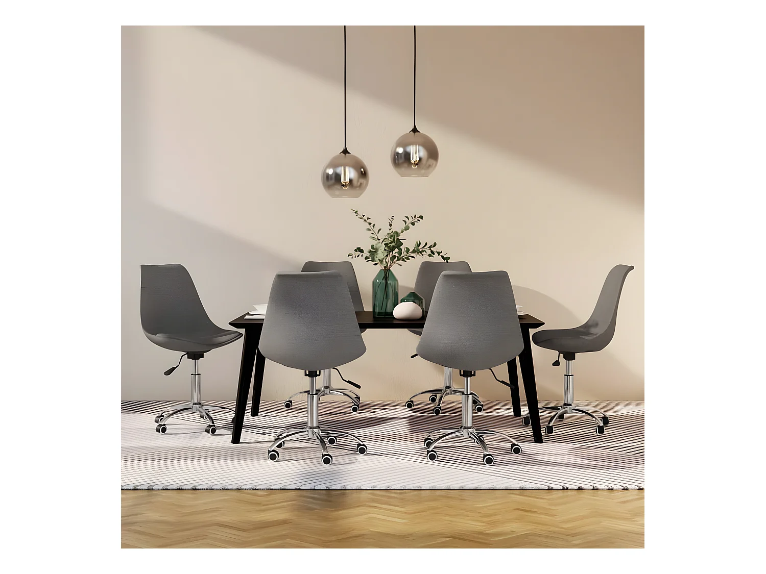 Draaibare eetkamerstoelen set van 6 Lichtgrijze stof