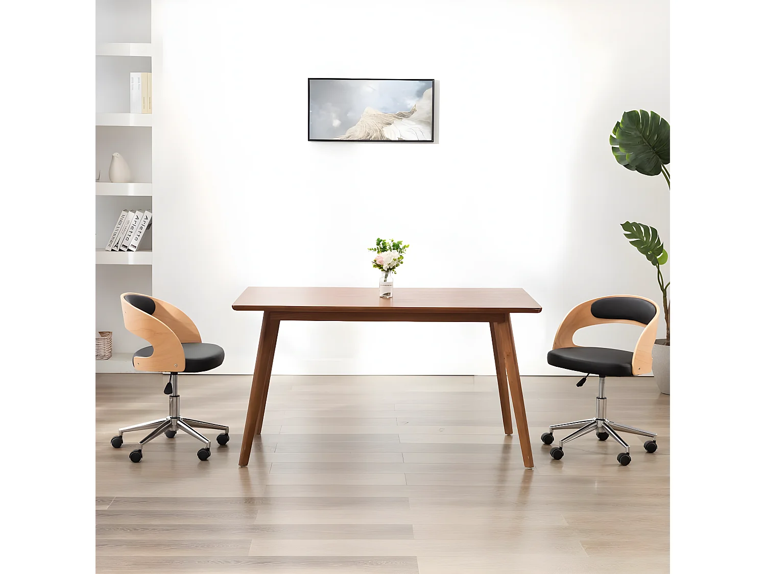 Chaises pivotantes à manger lot de 2 bois courbé et similicuir