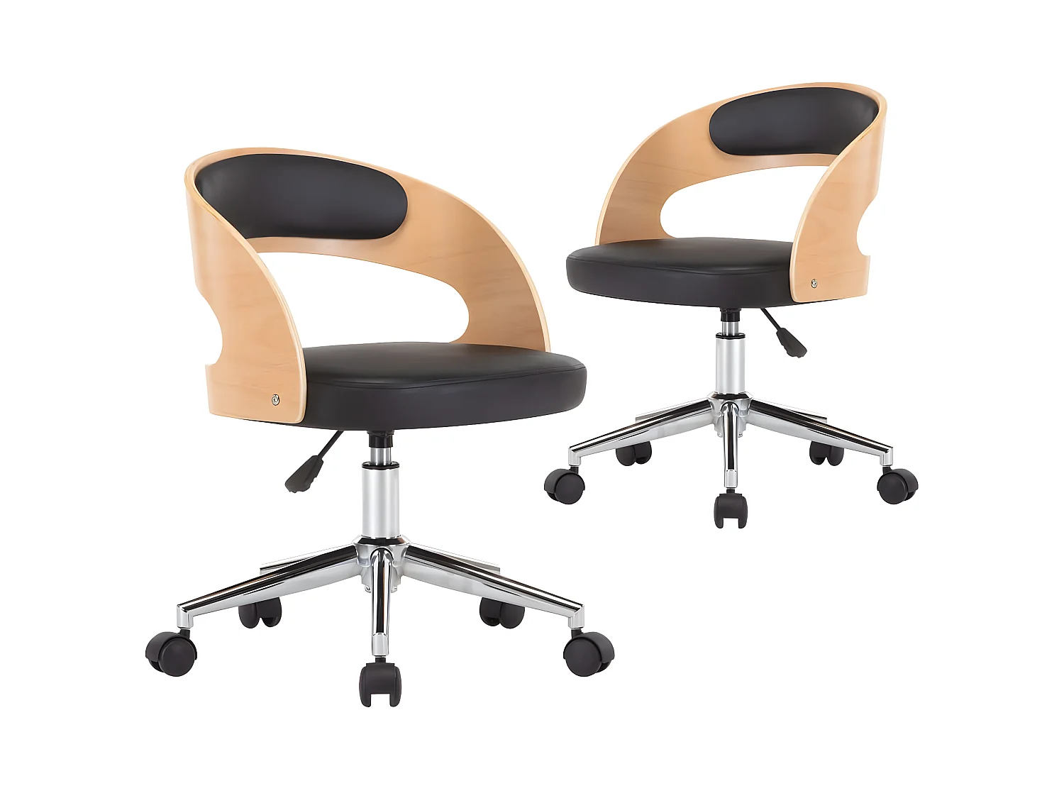 Chaises pivotantes à manger lot de 2 bois courbé et similicuir