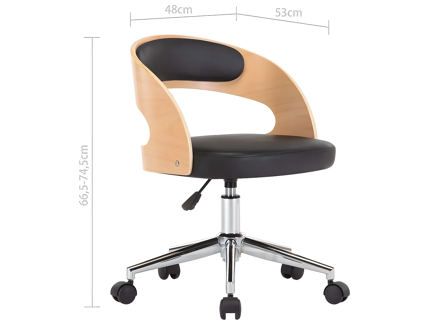 Chaises pivotantes à manger lot de 2 bois courbé et similicuir