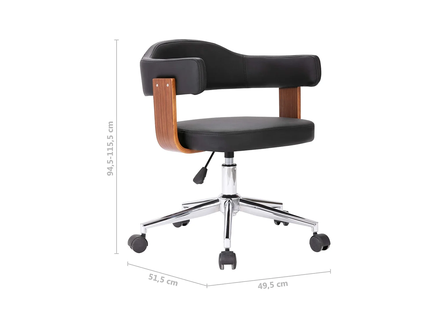 Chaises pivotantes à manger lot de 2 bois courbé et similicuir