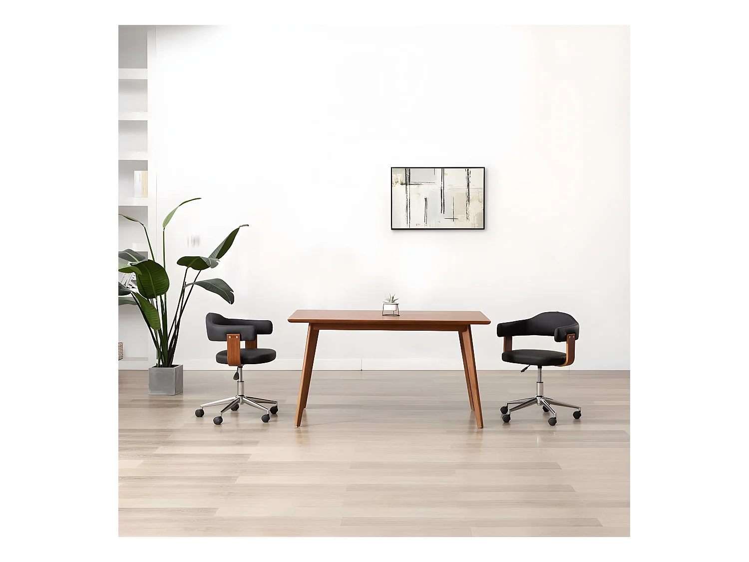 Draaibare eetkamerstoelen set van 2 gebogen hout en kunstleer