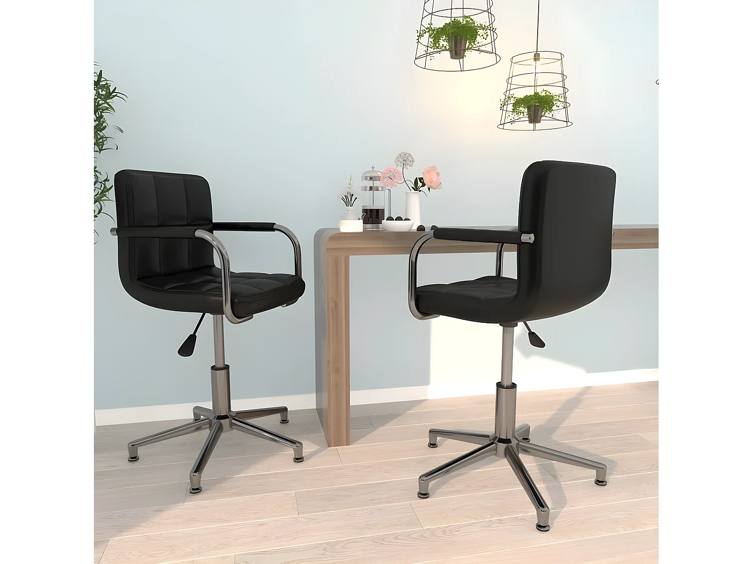 Draaibare eetkamerstoelen 2 stuks zwart kunstleer