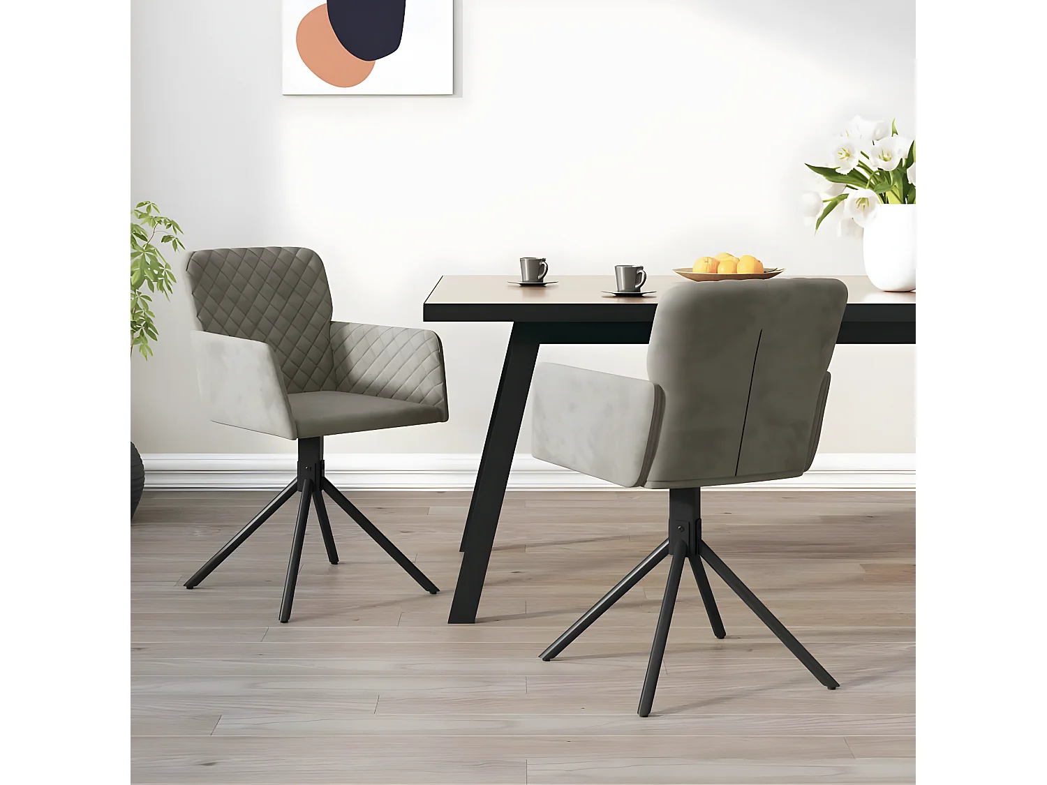 Draaibare eetkamerstoelen set van 2 Lichtgrijs Velvet