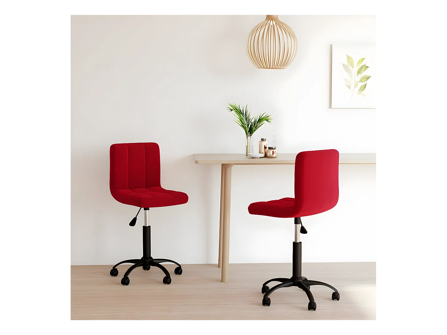 Set di 2 sedie da pranzo girevoli in velluto rosso bordeaux