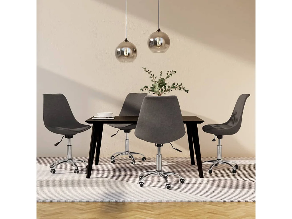 Chaises pivotantes à manger lot de 4 Gris foncé Tissu
