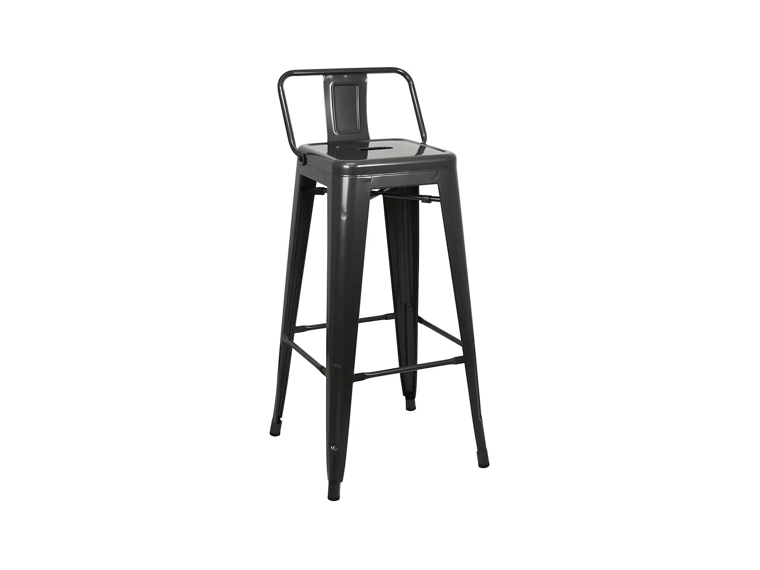 Pack 4 Cadeiras de bar Industriales Tudix com encosto – 43X43X93 cm -GunMetal