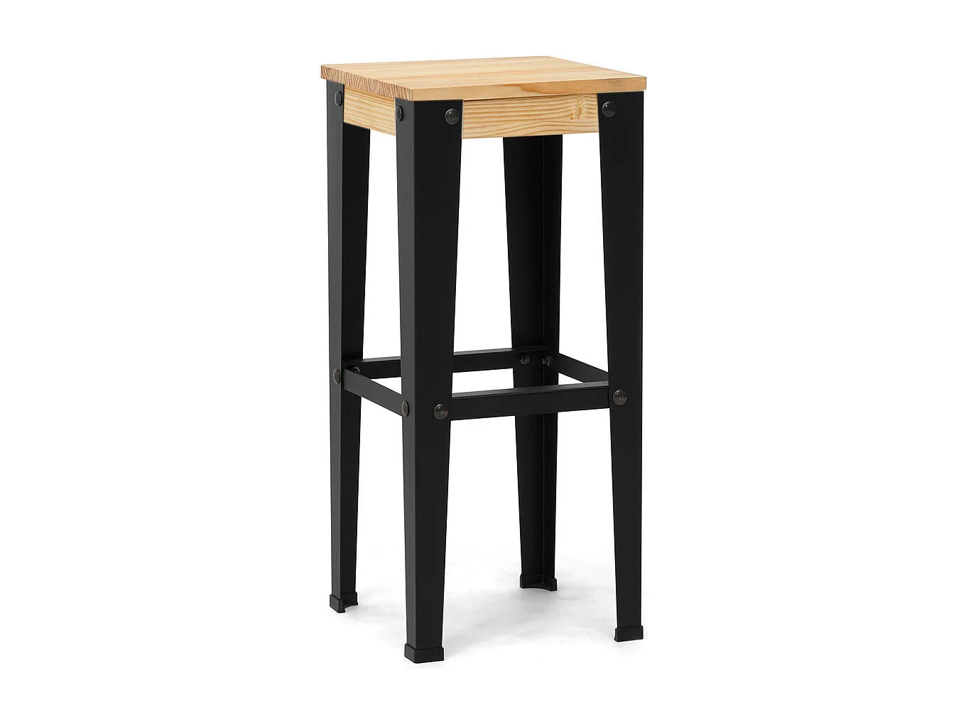 Pack 2 Uds. Taburetes Lunds Negros en madera maciza de pino acabado natural estilo nórdico industrial Box Furniture