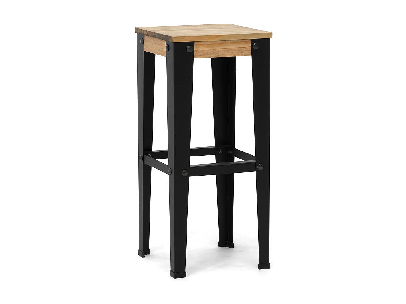 Pack 2 Uds. Taburetes Lunds Negros en madera maciza de pino acabado vintage estilo industrial Box Furniture