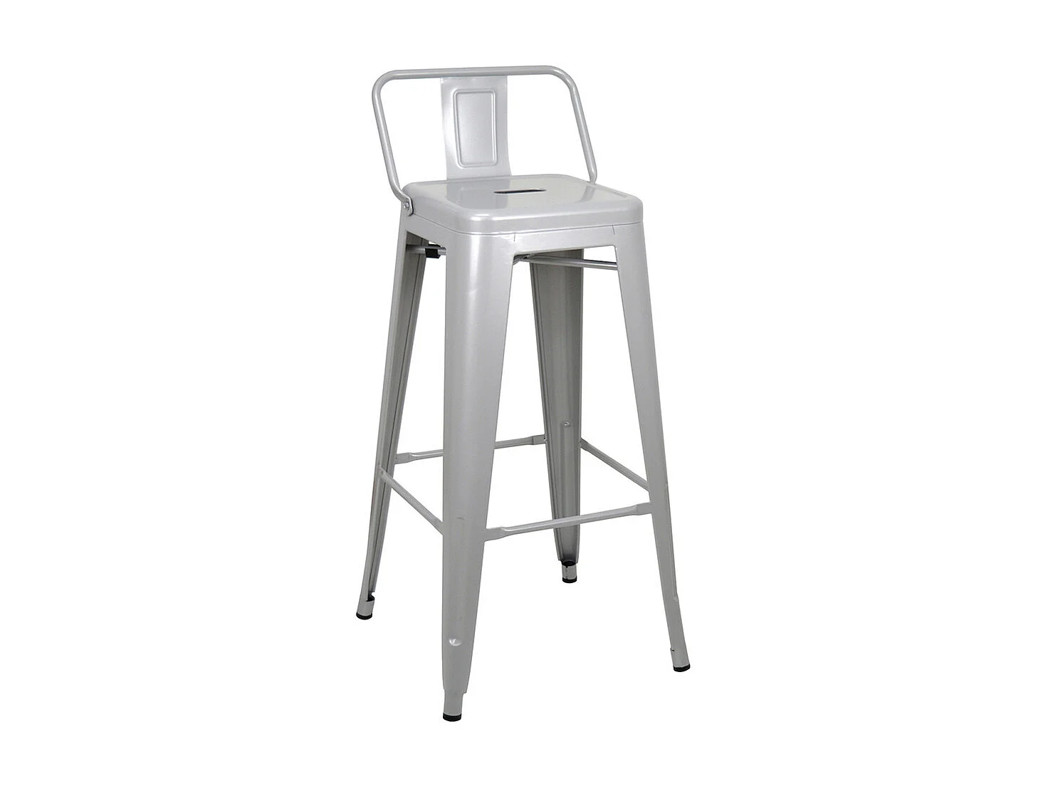 Pack 4 taburetes de bar con respaldo Tulio Gris plata. 43X43x93 cm.