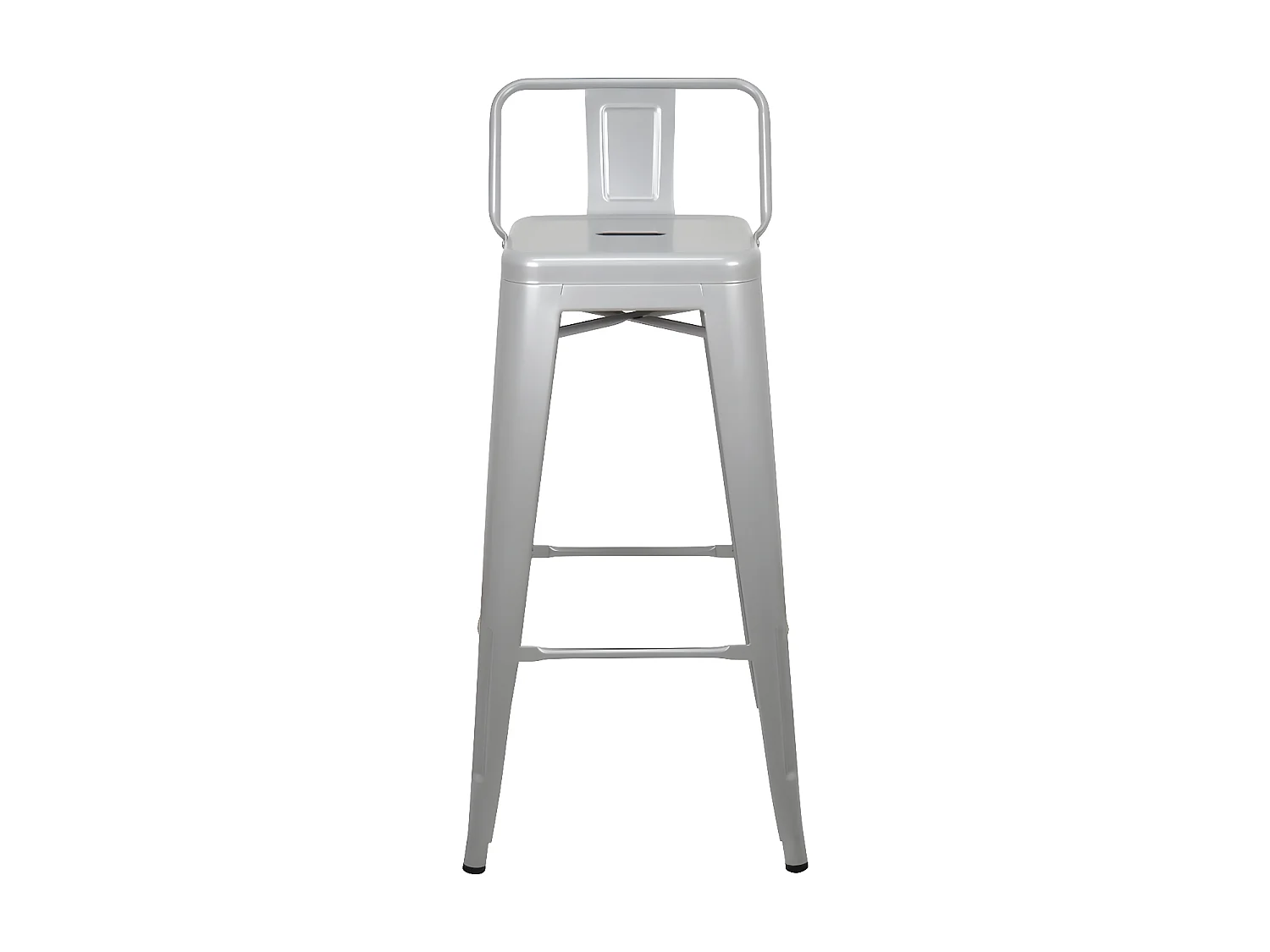 Pack 4 taburetes de bar con respaldo Tulio Gris plata. 43X43x93 cm.