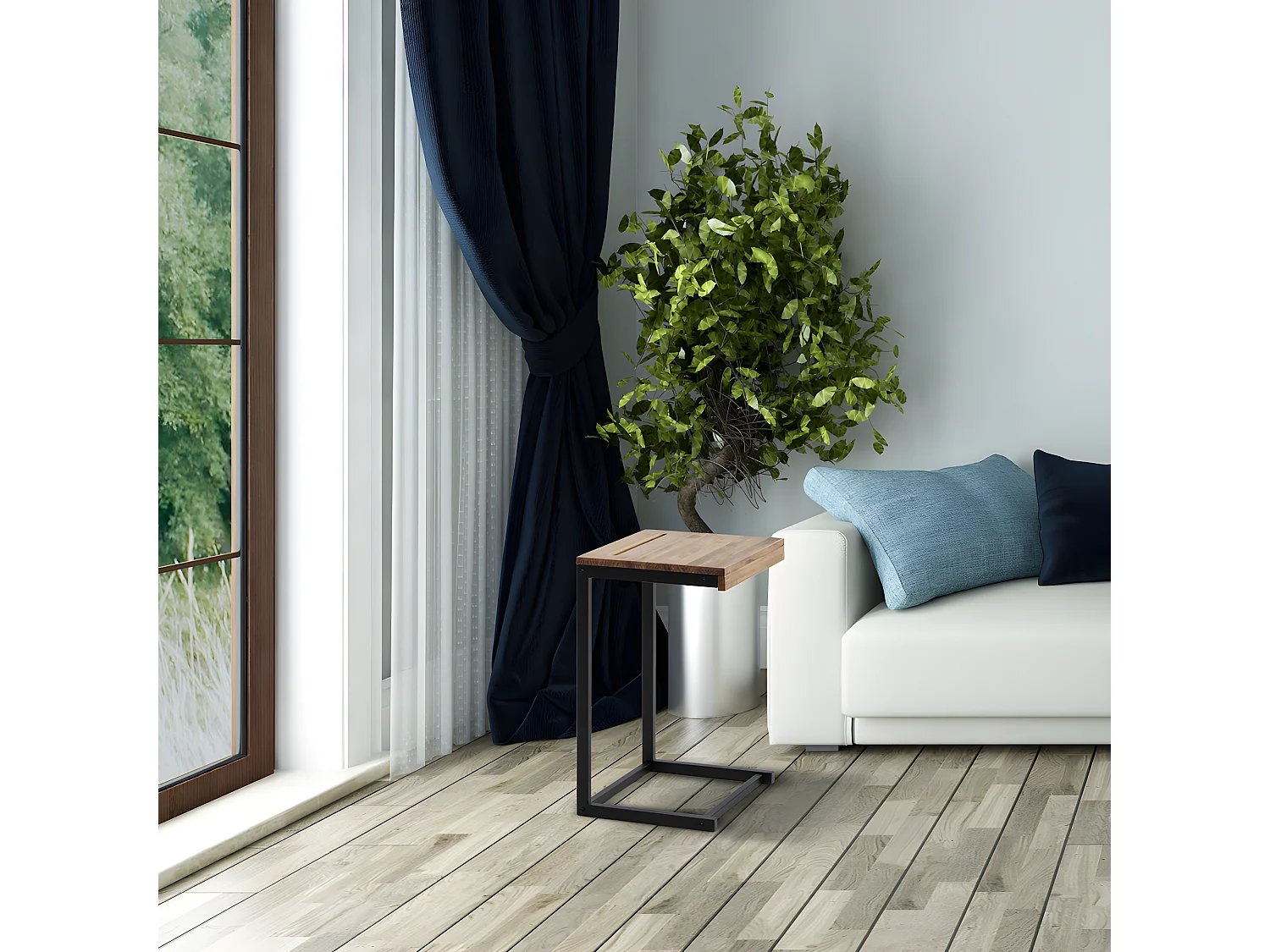 ICub Computer Table 36x40x63cm per divano nero in stile industriale vintage Box Furniture