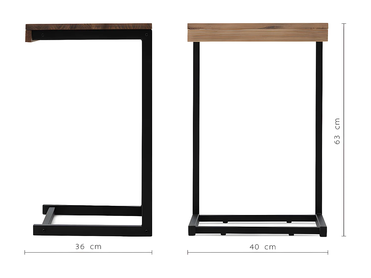 Tavolo per computer iCub 36x40x63cm per divano nero in legno di pino massiccio con finitura in stile industriale vintage Box Furniture