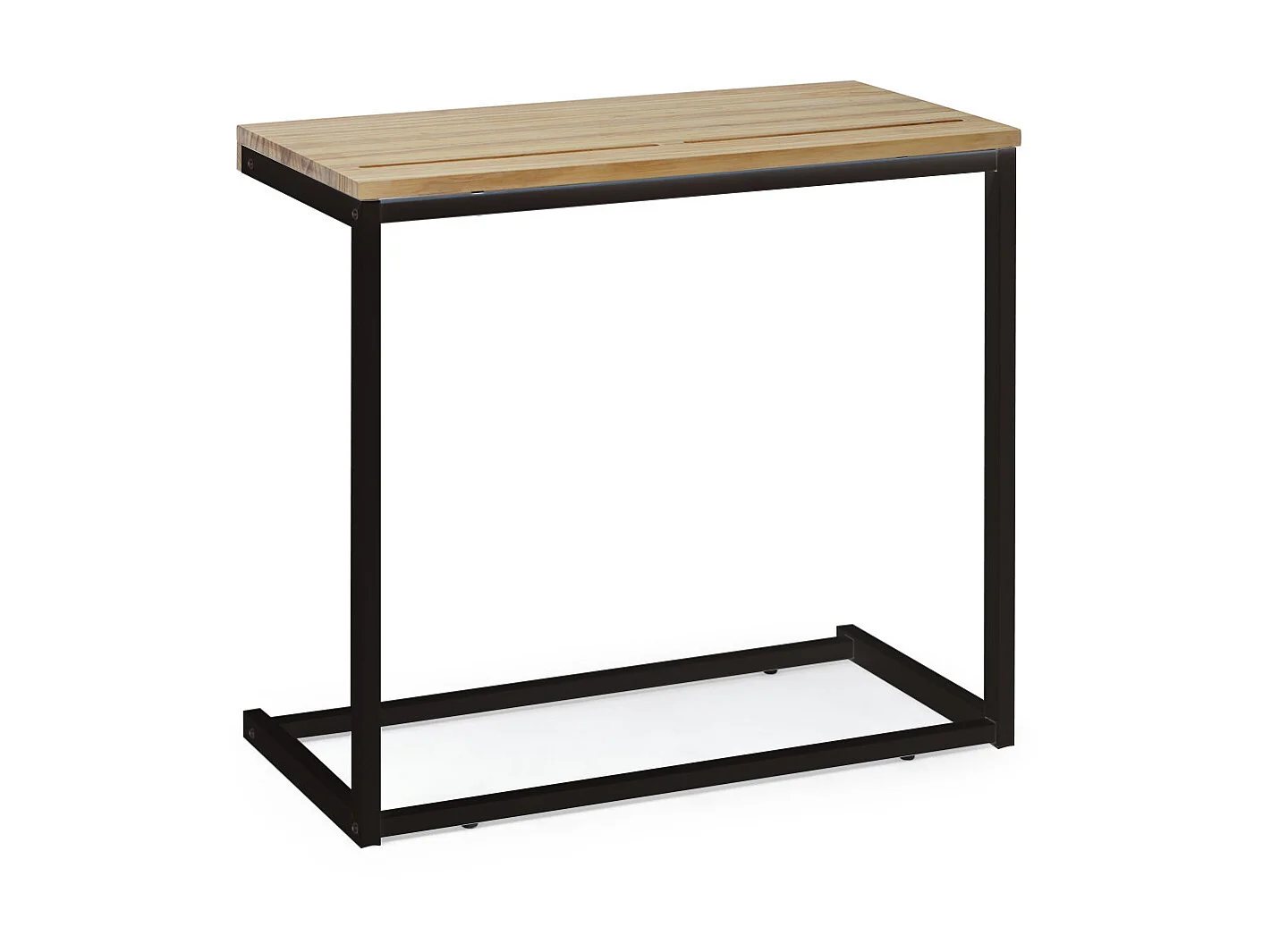 Tavolo porta computer Eco 36x70x63cm Nero in legno di pino massiccio finitura vintage stile industriale Box Furniture