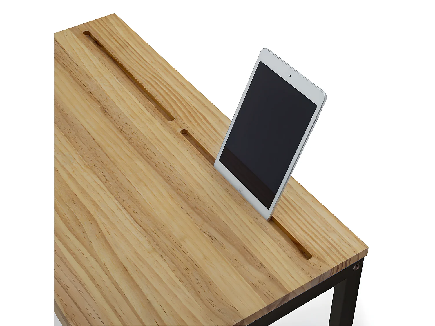 Tavolo porta computer Eco 36x70x63cm Nero in legno di pino massiccio finitura vintage stile industriale Box Furniture