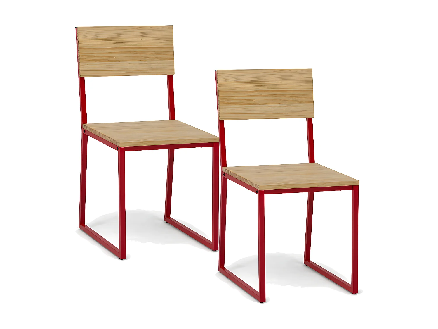 Pack 2Uds. Sillas Desmontables Oxford ECO Roja en madera maciza de pino acabado natural estilo nórdico industrial Box Furniture