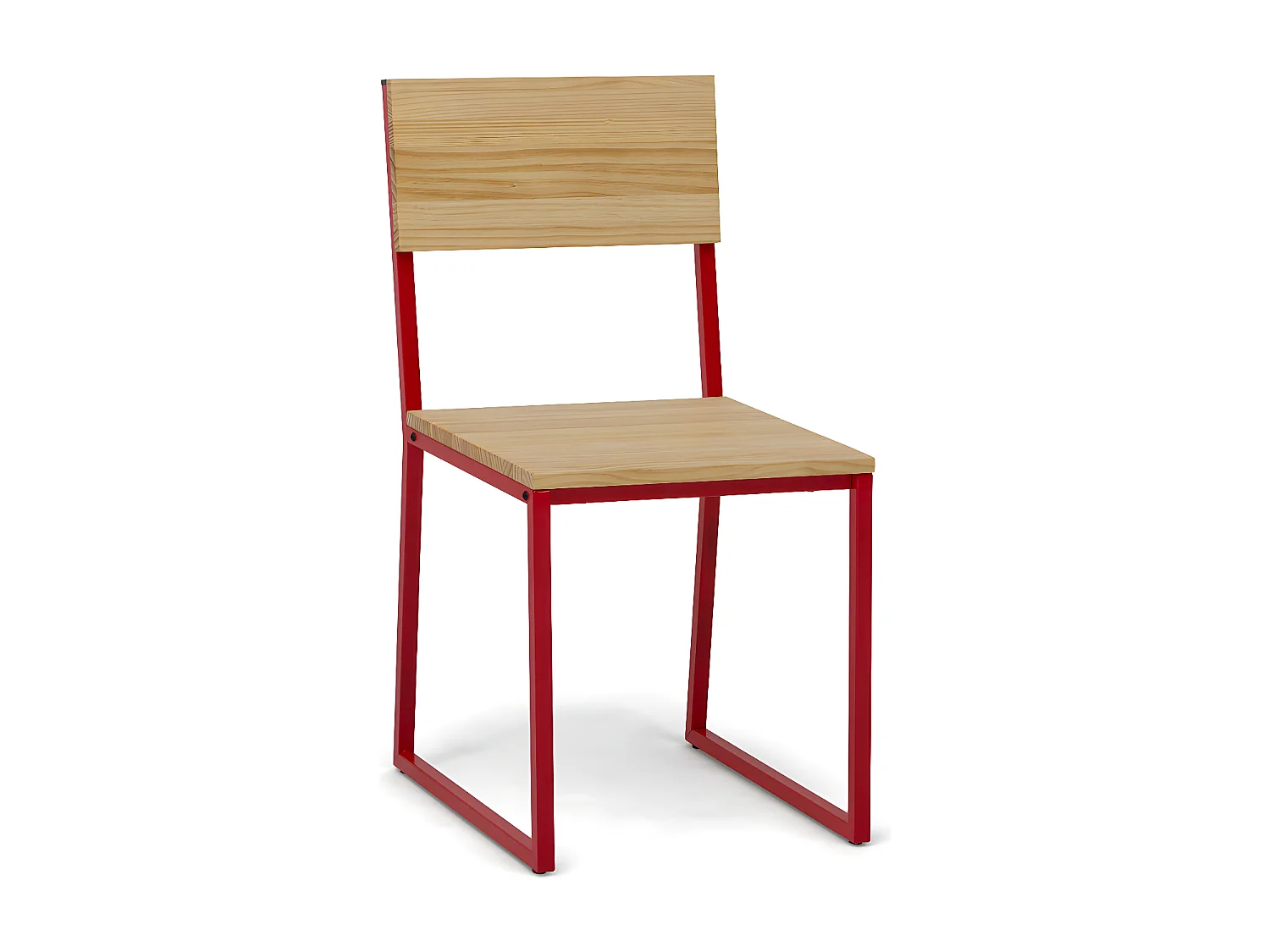 Pack 2Uds. Sillas Desmontables Oxford ECO Roja en madera maciza de pino acabado natural estilo nórdico industrial Box Furniture