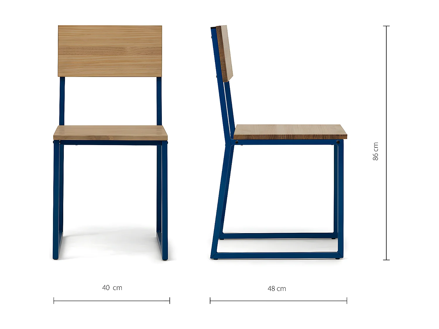 Silla Desmontable Oxford ECO Azul en madera maciza de pino acabado vintage estilo industrial Box Furniture