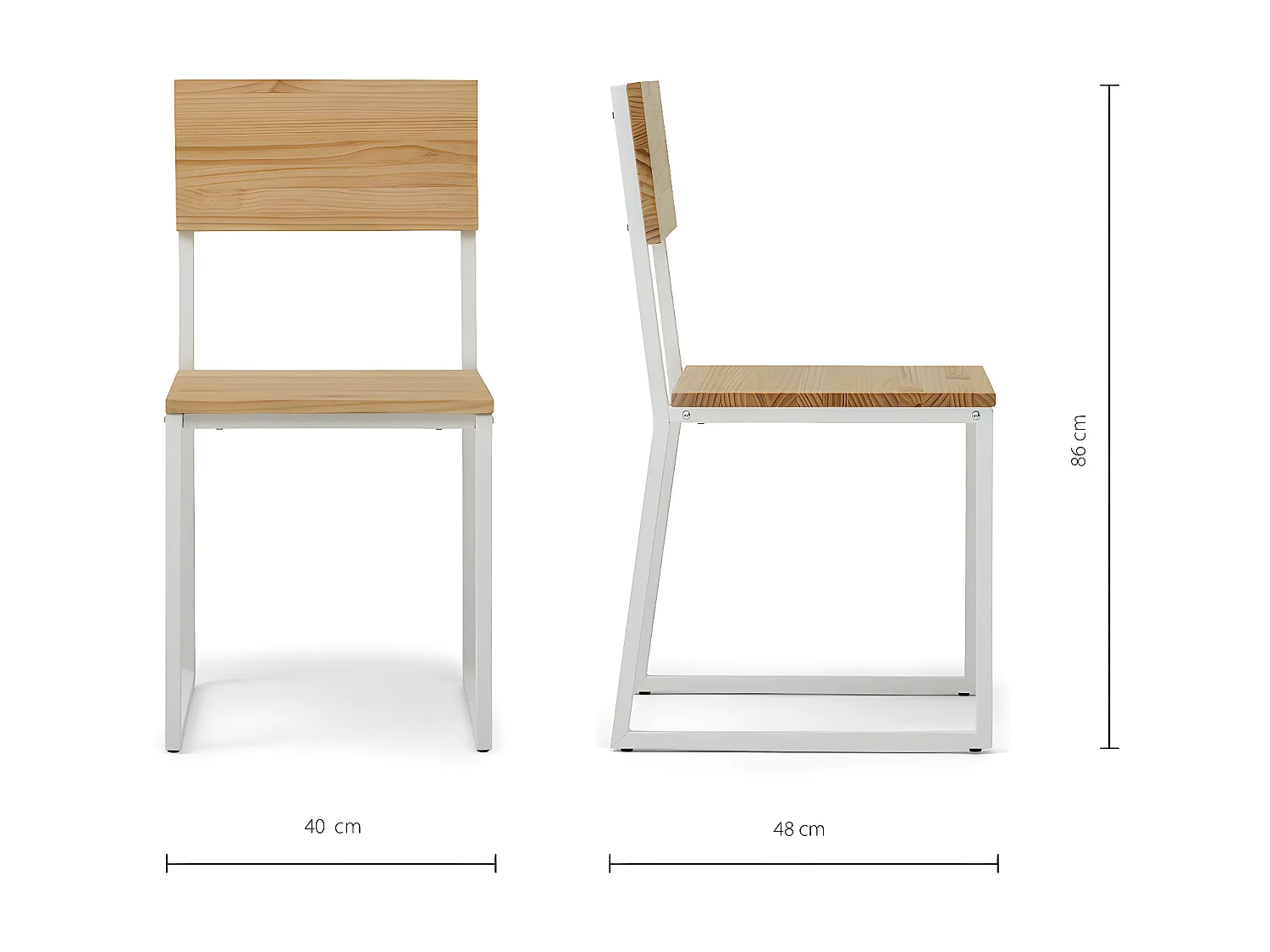 Pack 2Ud. Sillas Desmontables Oxford ECO Blanca en madera maciza de pino acabado natural estilo nórdico industrial Box Furniture