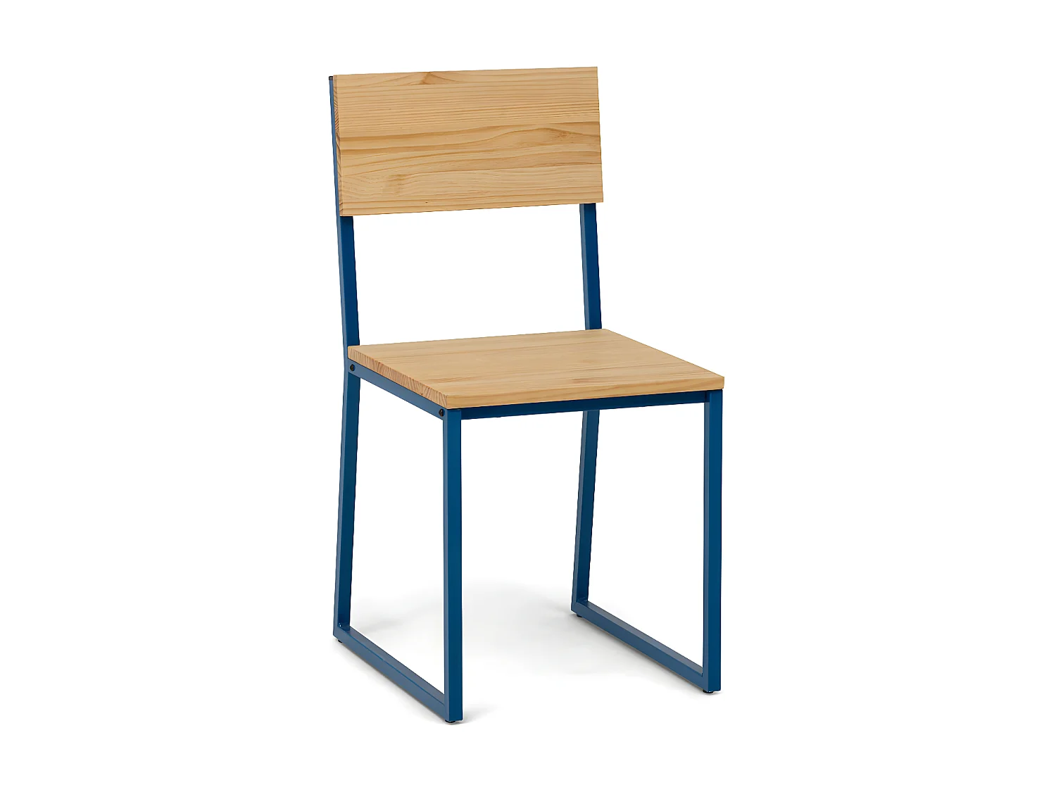 Cadeira destacável Oxford ECO azul em madeira de pinho maciço, acabamento natural, estilo industrial nórdico Box Furniture