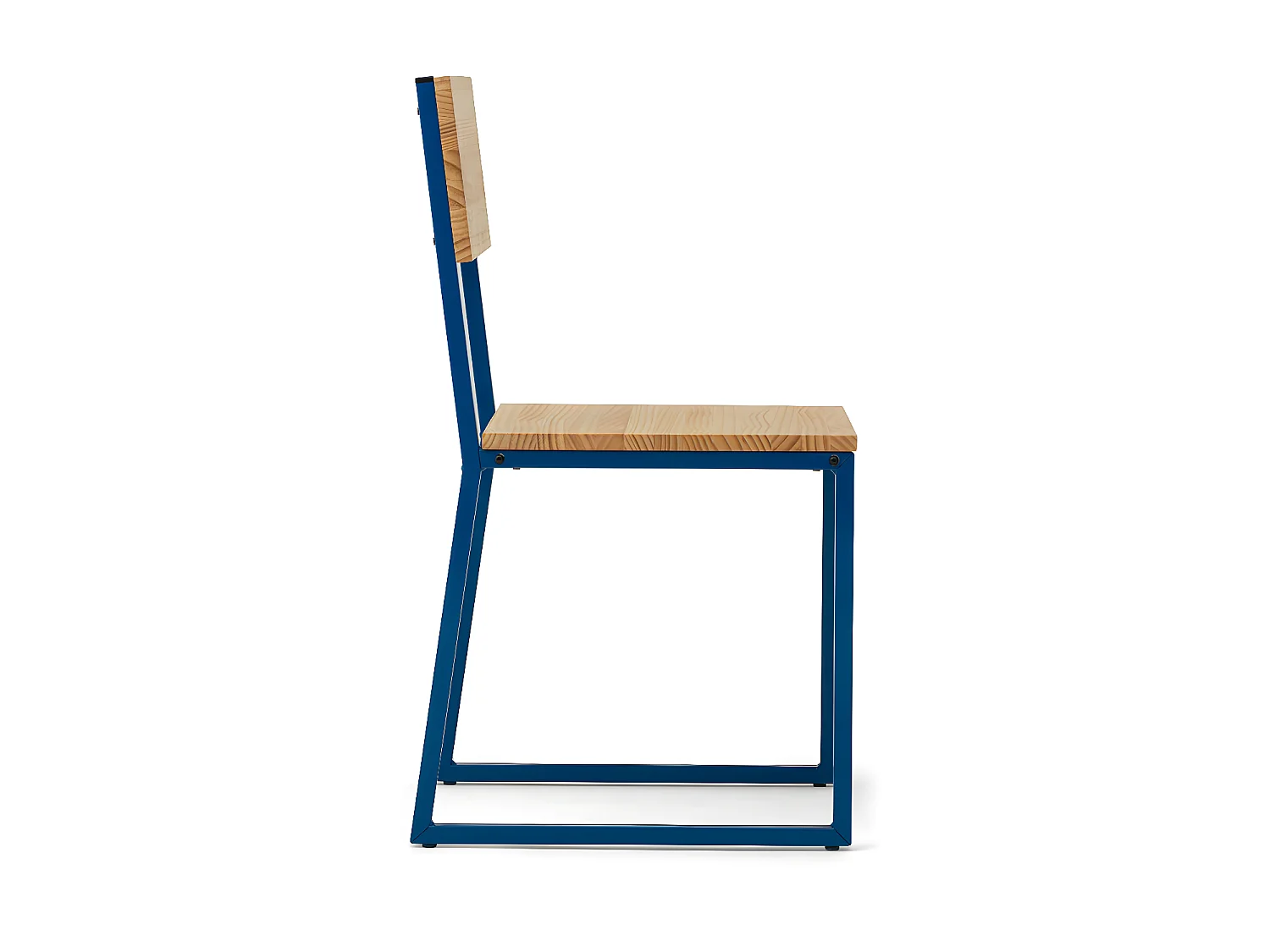 Cadeira destacável Oxford ECO azul em madeira de pinho maciço, acabamento natural, estilo industrial nórdico Box Furniture