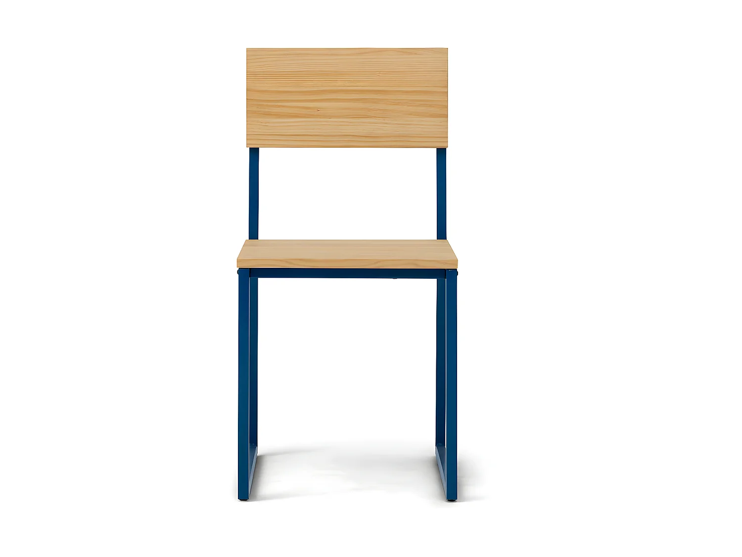 Cadeira destacável Oxford ECO azul em madeira de pinho maciço, acabamento natural, estilo industrial nórdico Box Furniture