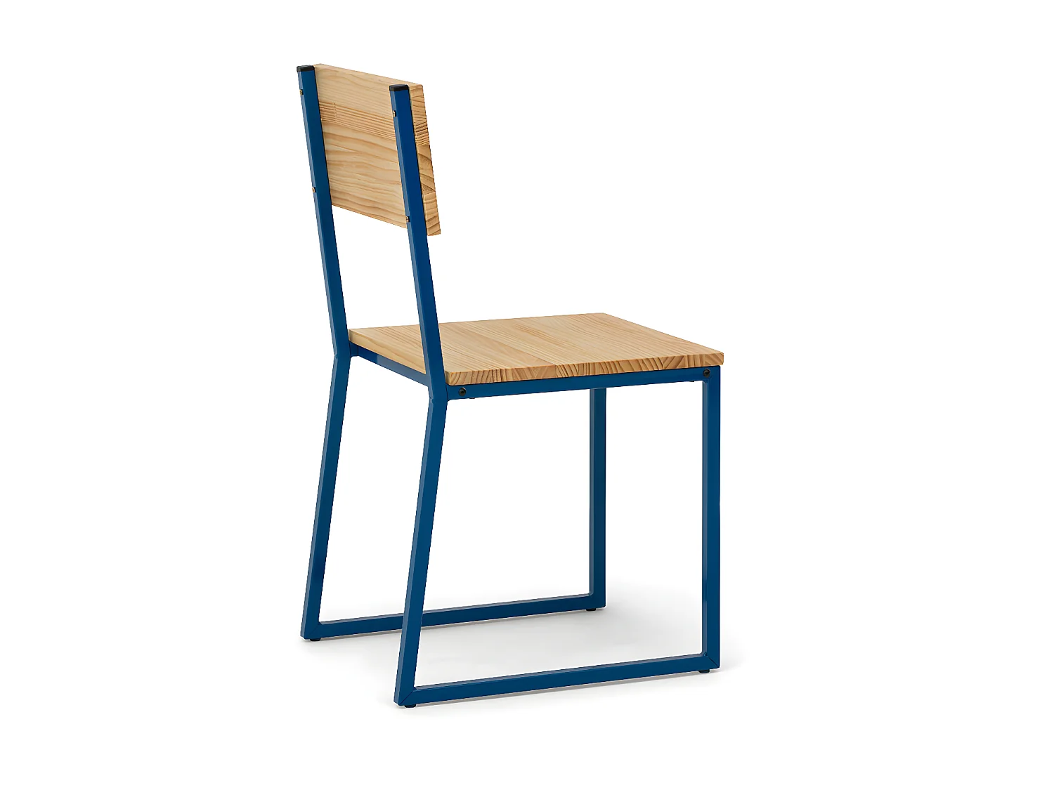 Cadeira destacável Oxford ECO azul em madeira de pinho maciço, acabamento natural, estilo industrial nórdico Box Furniture