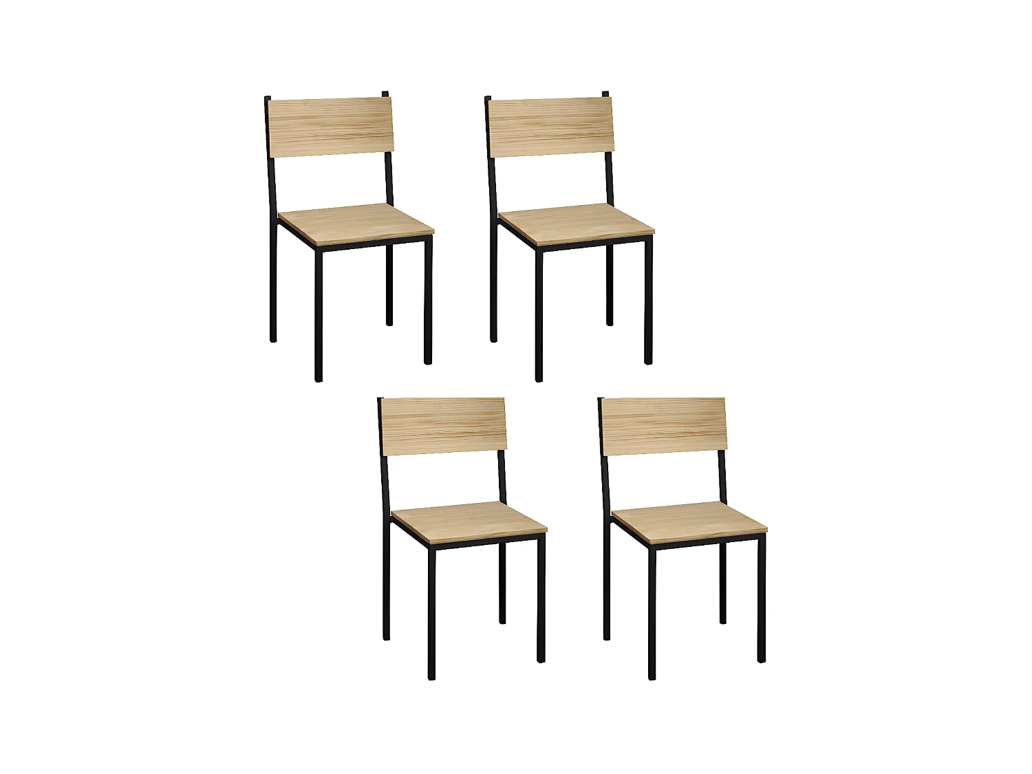 Pack 4pcs. Cadeira iCub empilhável industrial vintage 41x50x86cm – Negro