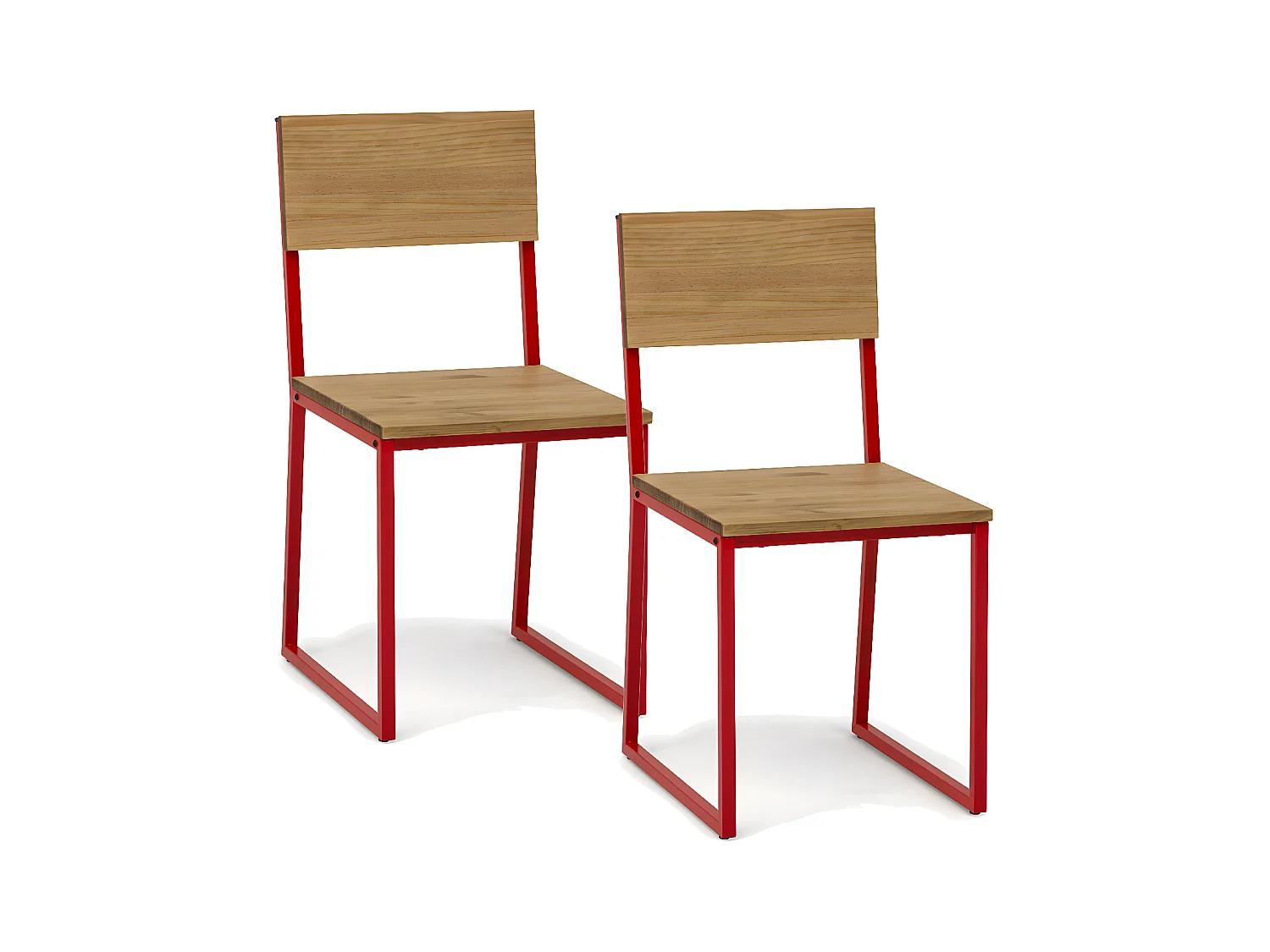 Lot de 2 chaises démontables Oxford ECO  40x40x86cm. Rouge-Vieilli