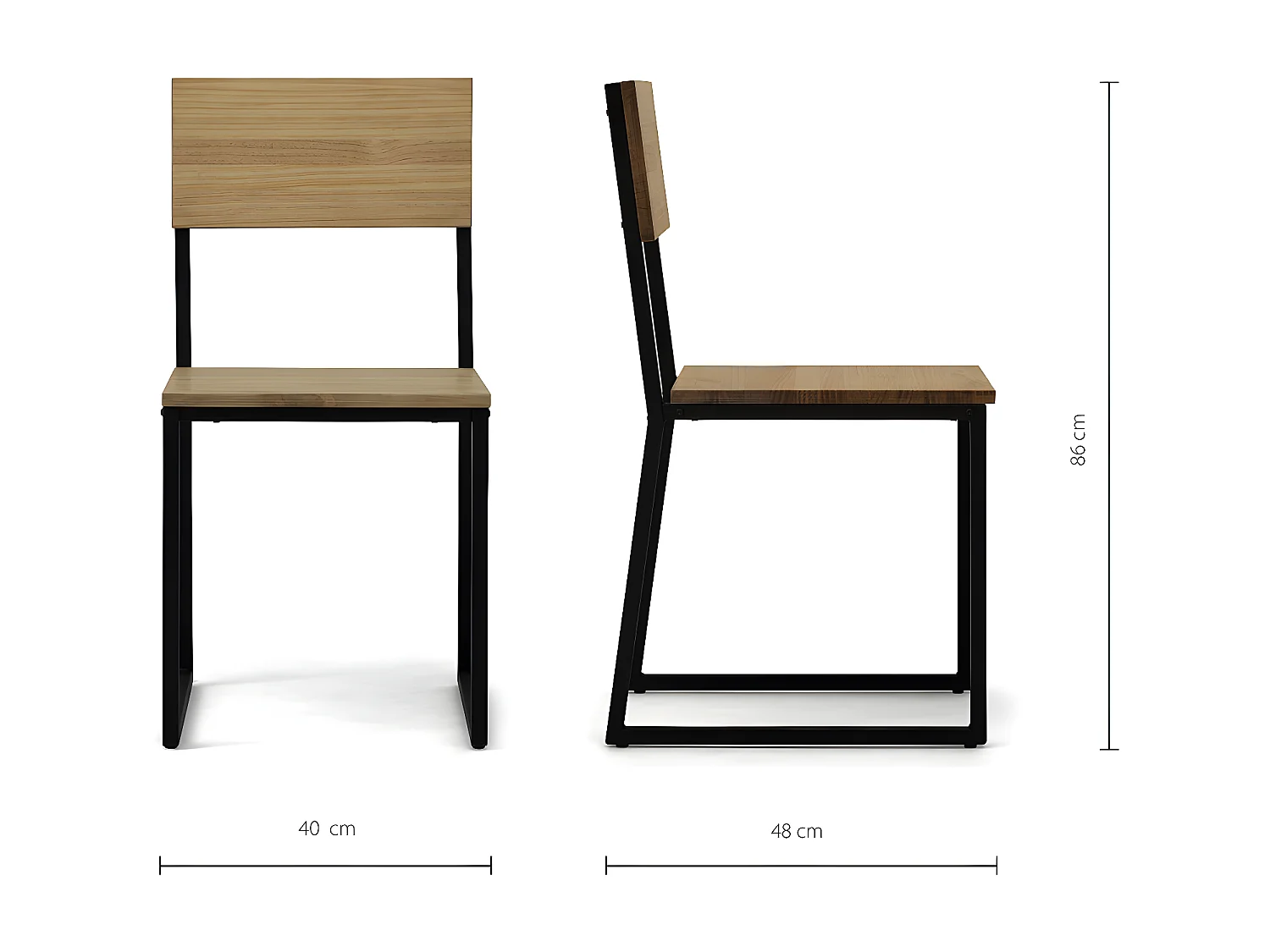 Silla Desmontable Oxford ECO Negra en madera maciza de pino acabado vintage estilo industrial Box Furniture