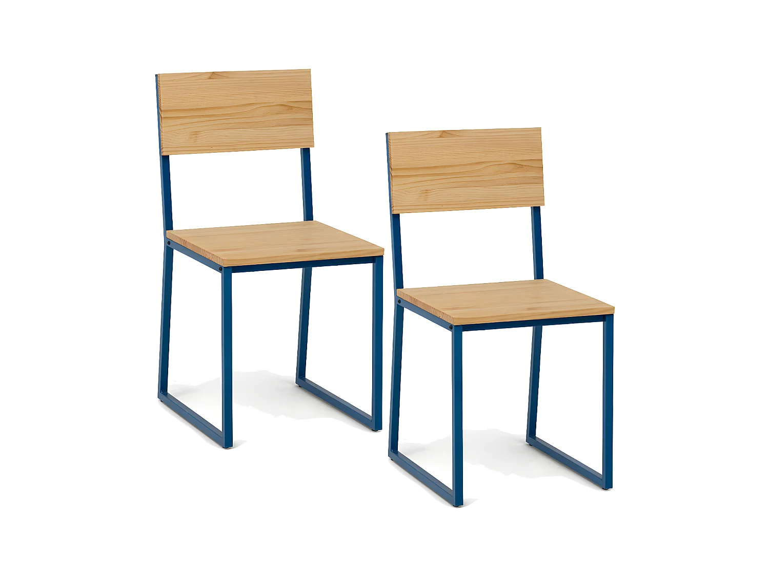Lot de 2 chaises démontables Oxford ECO  40x40x86cm. Bleu-Naturel