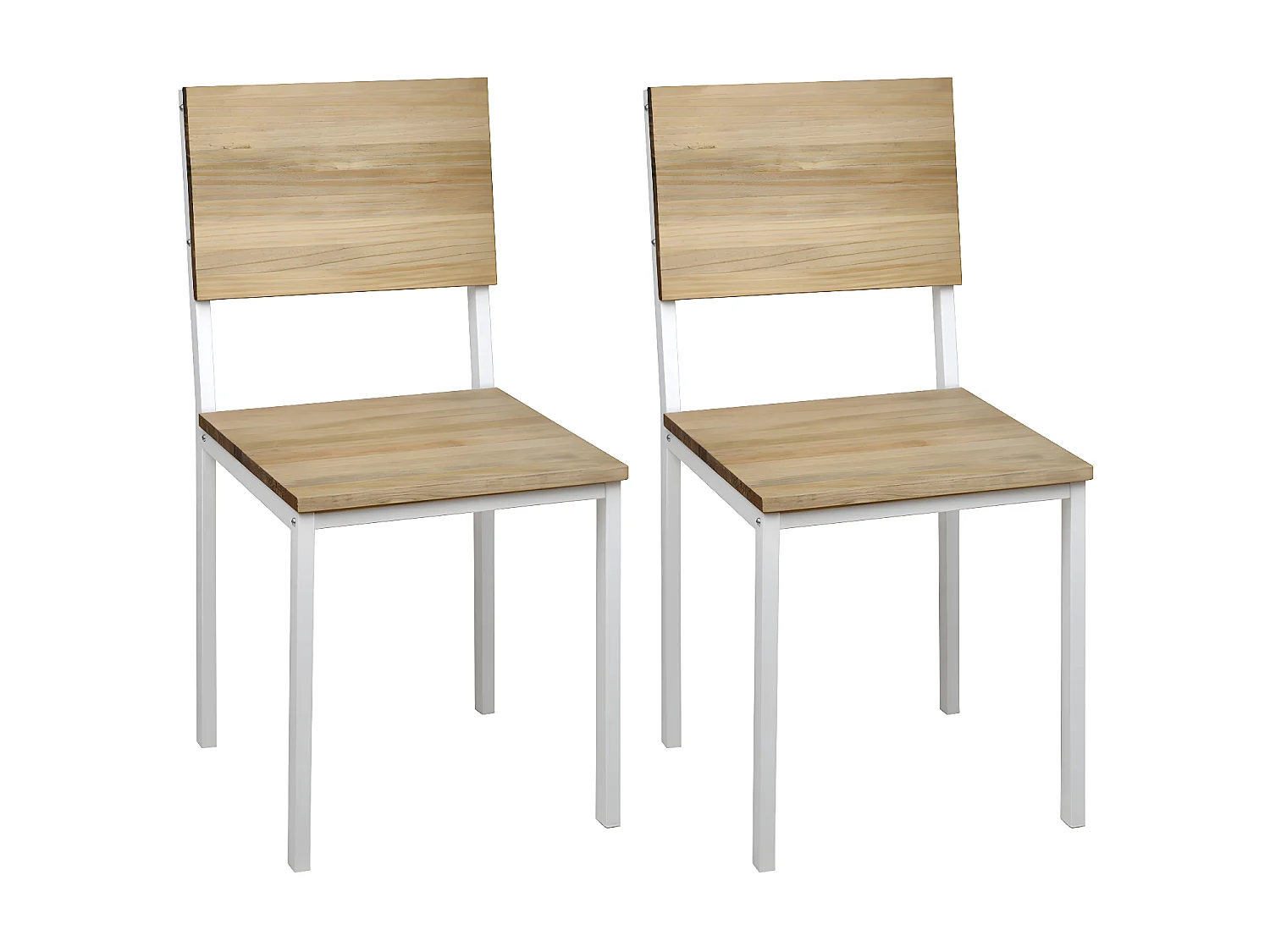 Pack 2 sillas icub desmontables 41X50x86cm Blanco en madera maciza de pino acabado vintage estilo industrial Box Furniture