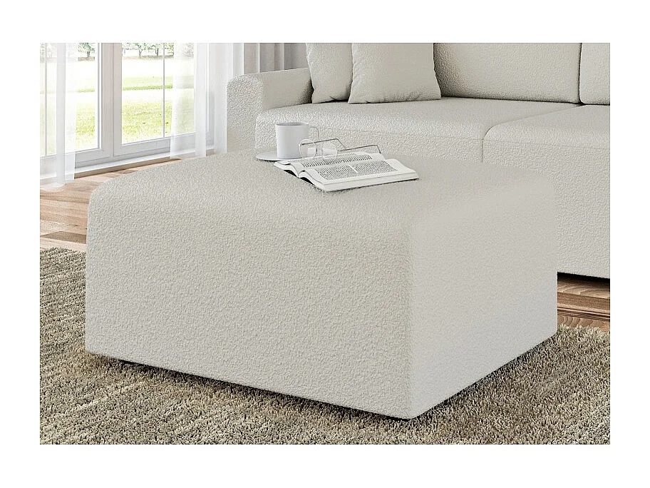 Pouf MILO tissu bouclette blanc 1 place