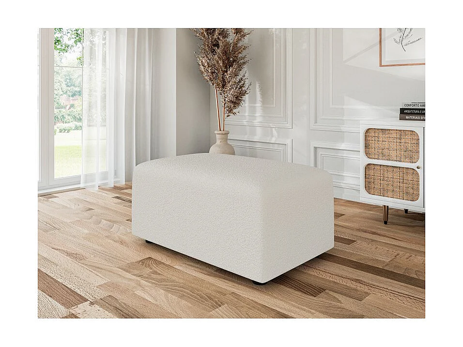 Pouf MILO tissu bouclette blanc 1 place